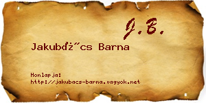 Jakubács Barna névjegykártya